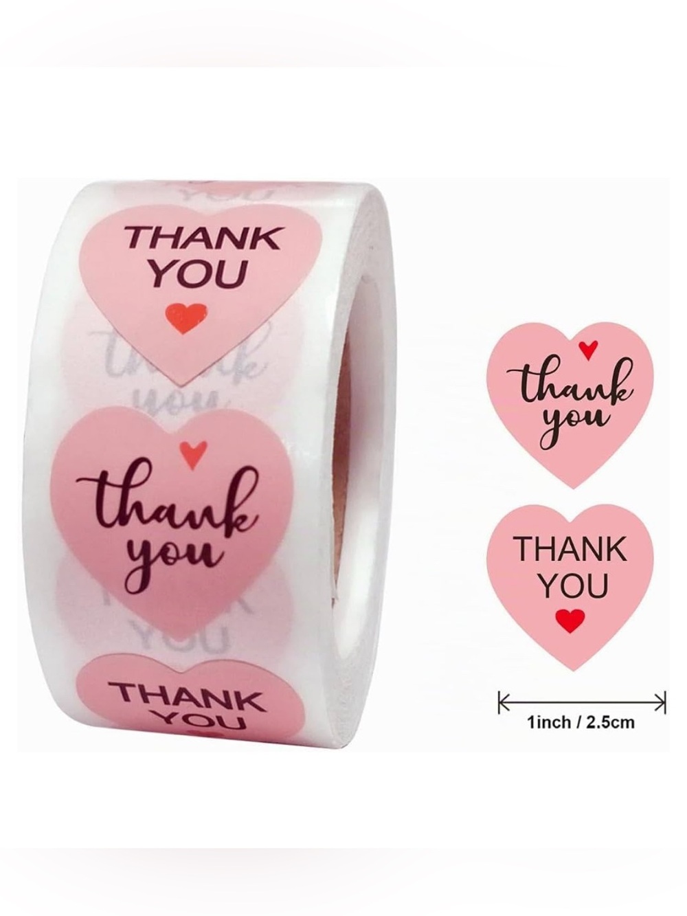 💜 NWT Pink Heart Shaped Thank You Stickers (500 Stickers)